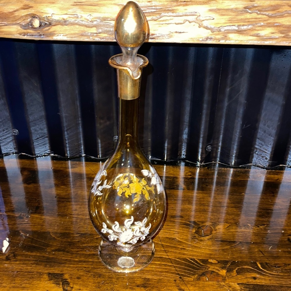 18k gold Vintage Venetian Glass Decanter